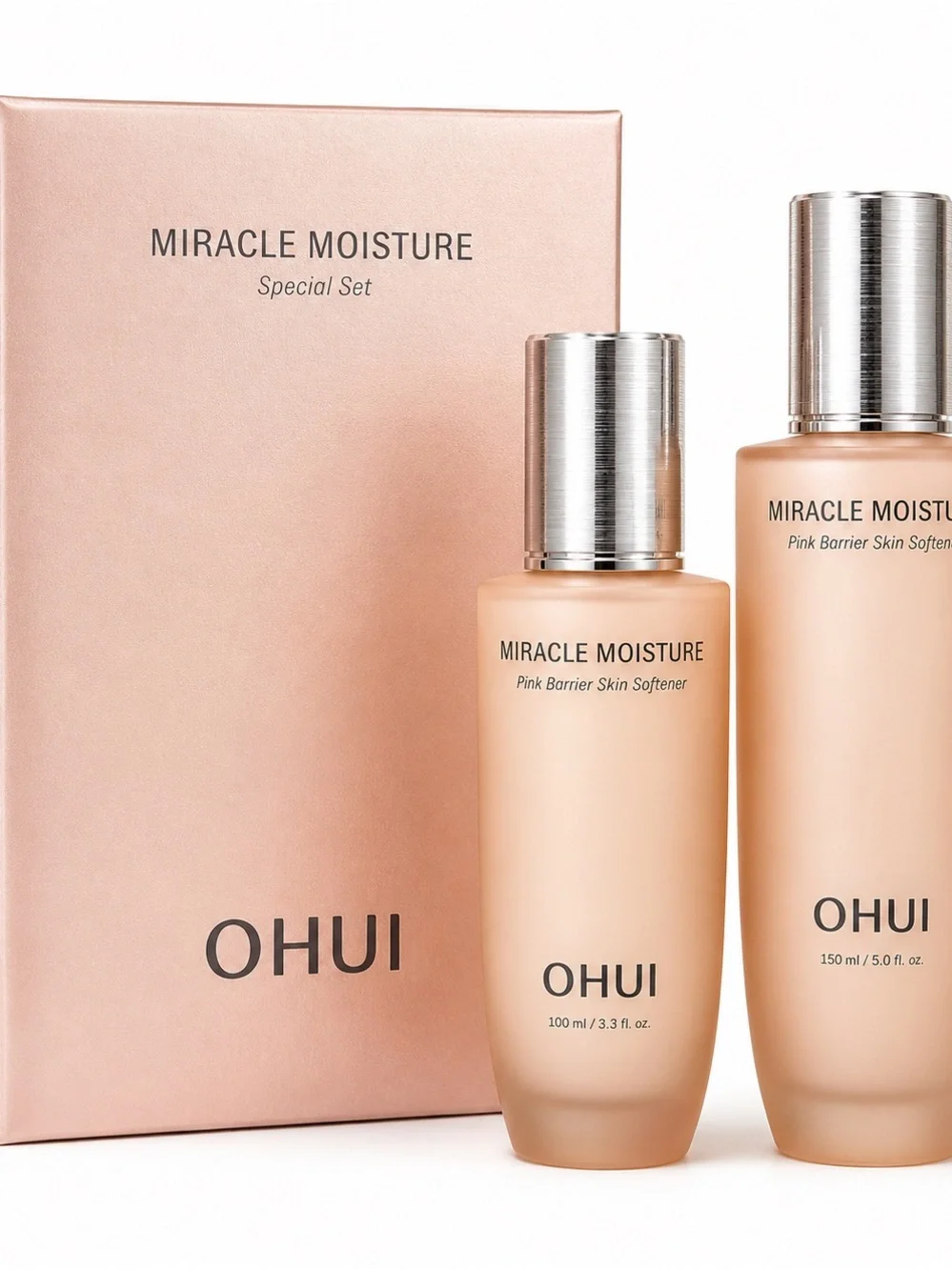 OHUI Miracle Moisture Pink Barrier Skin Softener Special Set 150ml + 100ml New